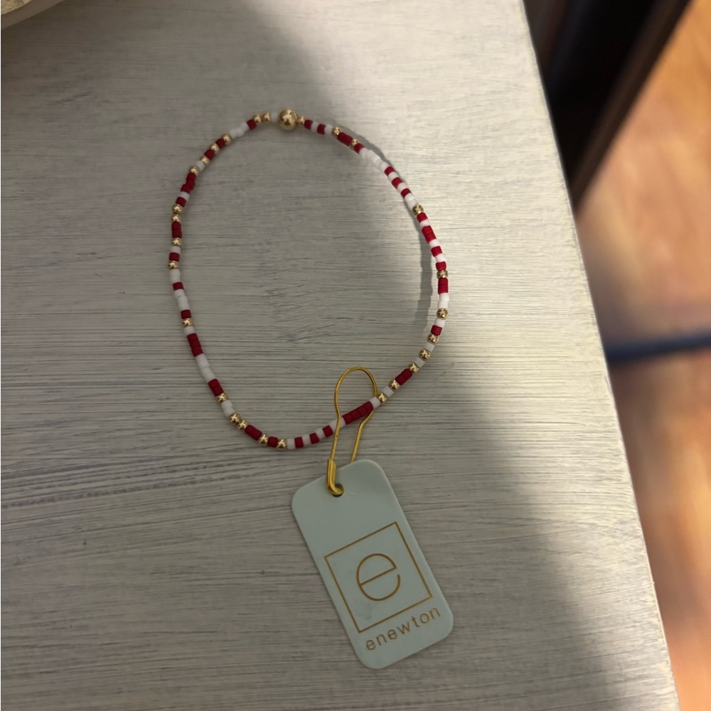 Red and white enewton Gold Beaded Bracelet